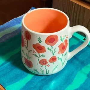 Morning Meadow Floral Ceramic Mug with Orange Interior